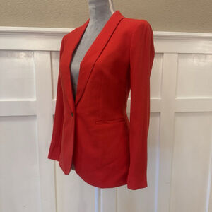 J Crew Parke Blazer Jacket Women Size:00 Red Wool Flannel